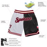 Custom Name Number Basketball Shorts Authentic Throwback Fashion Split White Maroon Black Personalized White Maroon-Black