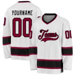 Custom Name and Number Personalized White Maroon-Black Hockey Jersey Personalized White Maroon-Black Hockey Jersey Team Custom