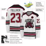 Custom Team Hockey Jersey Personalized with Name and Number - White Maroon Cream-Black Personalized White Maroon Cream-Black