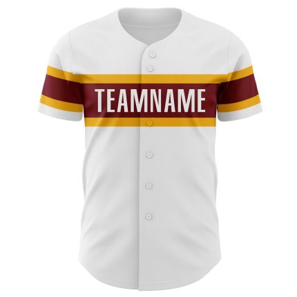 Custom Maroon-Gold Baseball Jersey with Personalized Name & Number - Authentic Team Gear, White Design Personalized White
