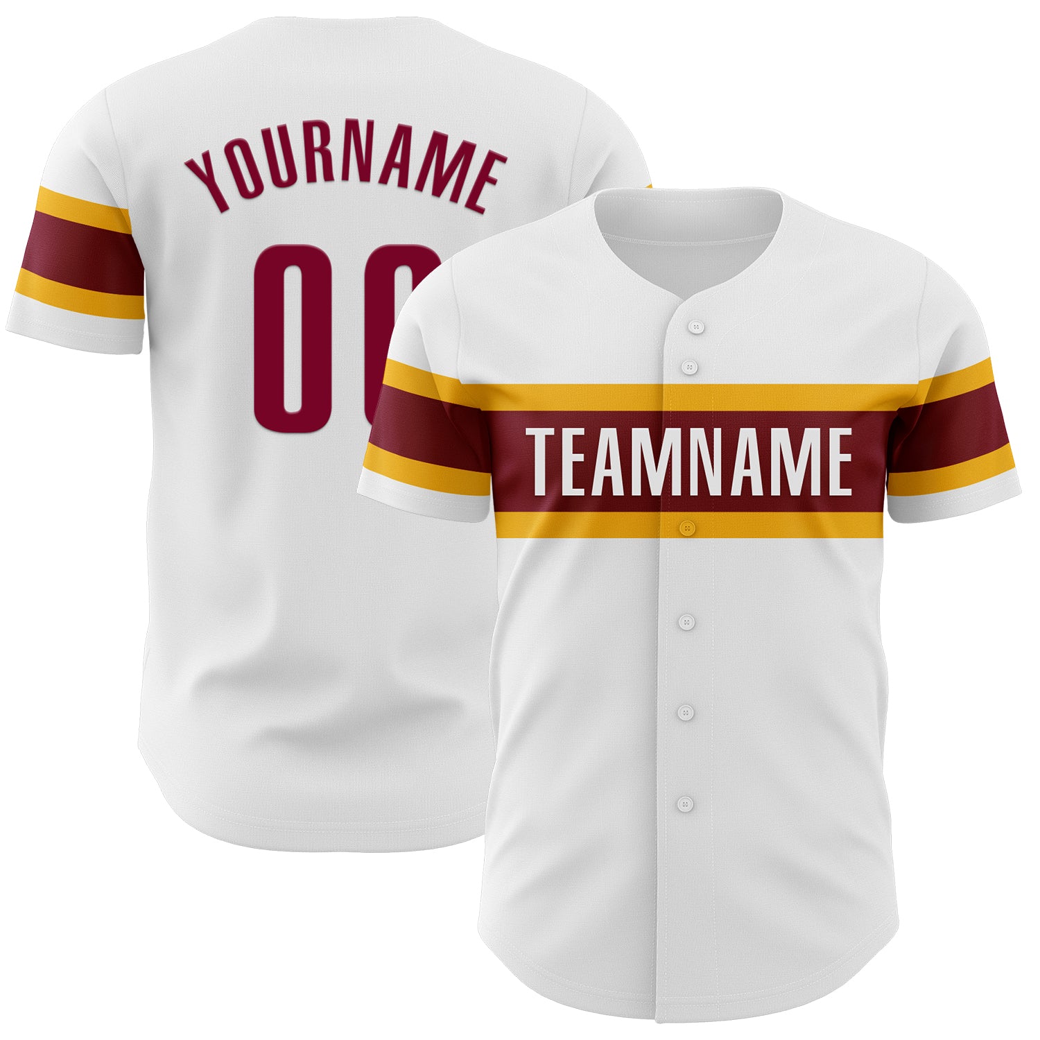 Custom Maroon-Gold Baseball Jersey with Personalized Name & Number - Authentic Team Gear, White Design Personalized White