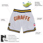 Custom Team Name Number Throwback Basketball Shorts - Personalized White Maroon Gold Authentic Design Personalized White