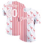 Custom Name Number Flamingo Performance T-Shirt, Personalized Medium White 3D Pattern Design Animal Tee Personalized White