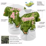 Personalized Pink Cartoon Crocodile Baseball Jersey with Custom Name and Number - Medium 3D Pattern Design Personalized White