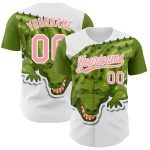 Personalized Pink Cartoon Crocodile Baseball Jersey with Custom Name and Number - Medium 3D Pattern Design Personalized White