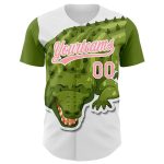 Personalized Pink Cartoon Crocodile Baseball Jersey with Custom Name and Number - Medium 3D Pattern Design Personalized White