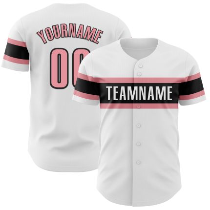 Personalized Pink Black White Baseball Jersey for Medium Adults - Authentic Design Personalized White Medium Pink-Black Authentic