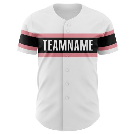 Personalized Pink Black White Baseball Jersey for Medium Adults - Authentic Design Personalized White Medium Pink-Black Authentic