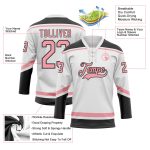 Custom Name and Number Hockey Jersey - Personalized Medium Pink-Black Lace Neck Design - Team Gear Personalized White Medium