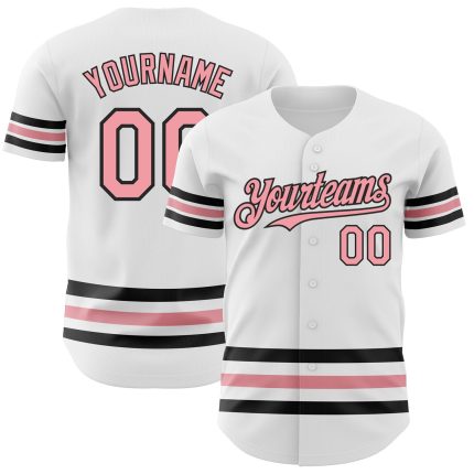 Custom Name and Number Authentic Baseball Jersey - Personalized Pink Black Medium White Team Jersey Personalized White Medium