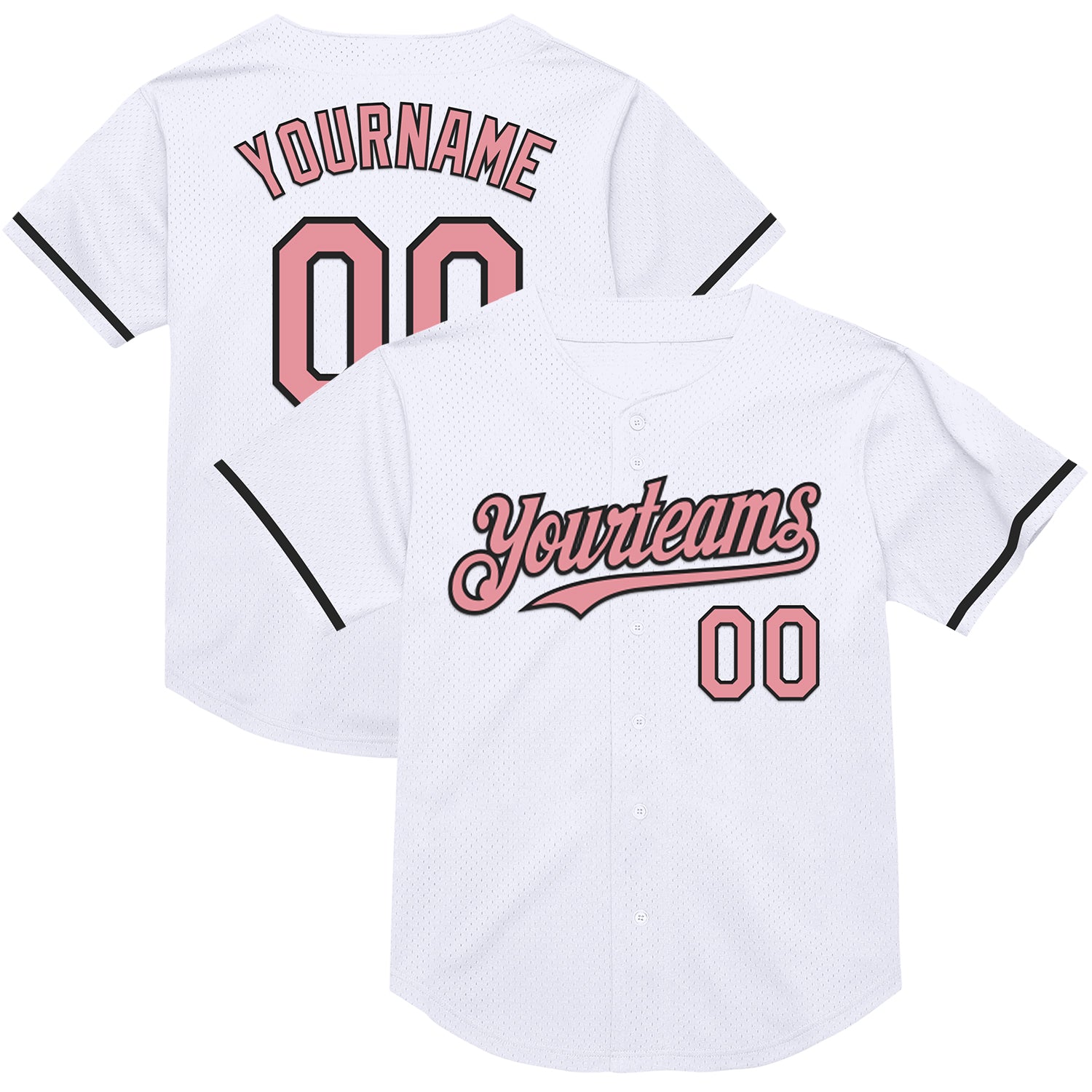 Custom Name Number Baseball Jersey for Team - Personalized Medium White Pink-Black Authentic Throwback Mesh Personalized