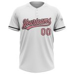Custom Unisex Softball Jersey for Teams - Personalized Pink-Black Two-Button Design with Name & Number, Medium White Personalized