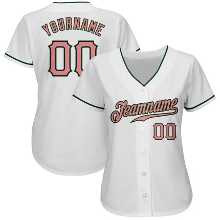 Custom Authentic Baseball Jersey - Personalized Medium White with Pink-Green, Custom Name & Number Personalized White Medium