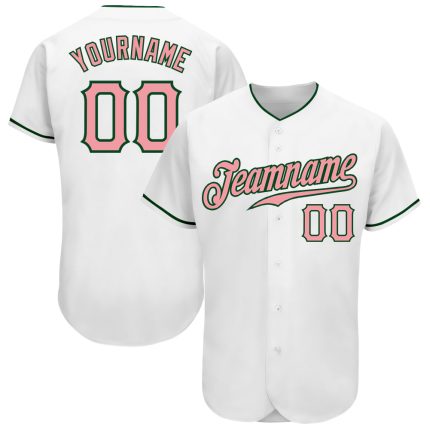 Custom Authentic Baseball Jersey - Personalized Medium White with Pink-Green, Custom Name & Number Personalized White Medium