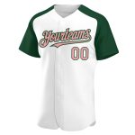 Custom Pink-Green Authentic Baseball Jersey with Personalized Name & Number - White Medium Raglan Sleeves Personalized White
