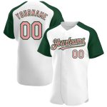 Custom Pink-Green Authentic Baseball Jersey with Personalized Name & Number - White Medium Raglan Sleeves Personalized White