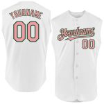 Custom Name Number Baseball Jersey - Personalized Medium Authentic Sleeveless in Pink-Green White Personalized White Medium