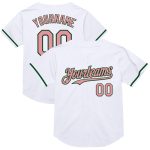 Custom Name Number Pink-Green Mesh Baseball Jersey, Personalized Medium Authentic Throwback Team Jersey Personalized White