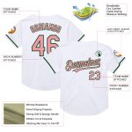 Custom Name Number Pink-Green Mesh Baseball Jersey, Personalized Medium Authentic Throwback Team Jersey Personalized White