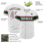 Personalized Authentic Baseball Jersey in White with Medium Pink and Kelly Green Personalized White Medium Pink-Kelly Green