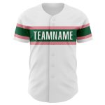 Personalized Authentic Baseball Jersey in White with Medium Pink and Kelly Green Personalized White Medium Pink-Kelly Green