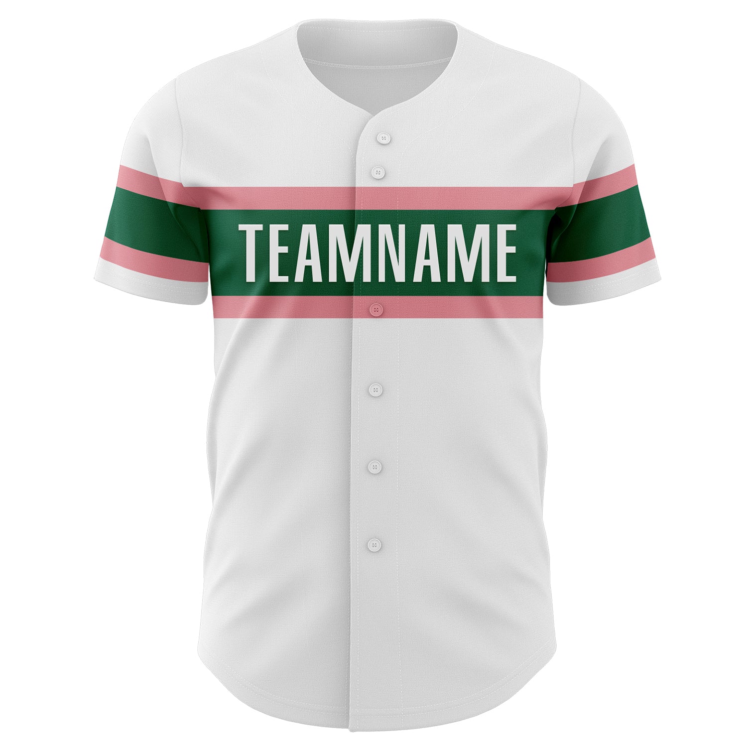 Personalized White Medium Pink-Kelly Green Authentic Baseball Jersey Personalized Authentic Baseball Jersey in White with Medium Pink and Kelly Green Personalized White Medium Pink-Kelly Green - Image 2