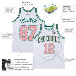 Custom Authentic Basketball Jersey with Personalized Name and Number - White Medium with Pink and Kelly Green Details Personalized