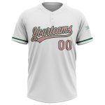 Custom Softball Jersey Unisex Two-Button Personalized with Name and Number - Medium White Pink-Kelly Green Personalized White
