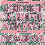 Custom Name and Number Baseball Jersey with 3D Palm Leaves and Flowers - Personalized Medium Pink-Navy Design Personalized
