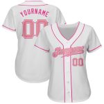 Custom Name & Number Authentic Baseball Jersey - Personalized White Medium Pink-Pink Team Jersey Personalized White Medium