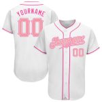 Custom Name & Number Authentic Baseball Jersey - Personalized White Medium Pink-Pink Team Jersey Personalized White Medium