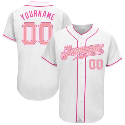Custom Name & Number Authentic Baseball Jersey - Personalized White Medium Pink-Pink Team Jersey Personalized White Medium