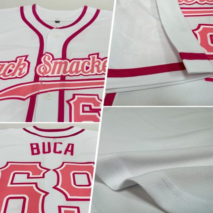 Custom Name & Number Authentic Baseball Jersey - Personalized White Medium Pink-Pink Team Jersey Personalized White Medium