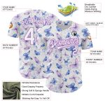 Custom Name Number Butterfly 3D Pattern Baseball Jersey - Personalized White Medium Design Personalized White Medium Purple