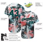 Custom Name and Number Baseball Jersey with 3D Palm Trees Design in Midnight Green-Black - Personalized Hawaii Style Jersey