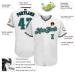 Custom Name and Number Authentic Baseball Jersey in Personalized White and Midnight Green-Black Personalized White Midnight