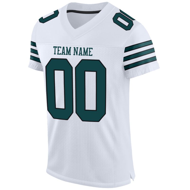 Personalized Midnight Green Black Authentic Football Jersey - Custom White Mesh Jersey Personalized White Midnight Green-Black