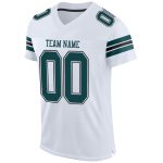 Custom Name and Number Personalized Mesh Football Jersey in White Midnight Green-Black Personalized White Midnight Green-Black