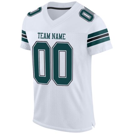 Custom Name and Number Personalized Mesh Football Jersey in White Midnight Green-Black Personalized White Midnight Green-Black