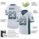 Custom Personalized Football Jersey with Name & Number - White Midnight Green-Black Mesh Drift Style Personalized White Midnight