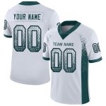 Custom Personalized Football Jersey with Name & Number - White Midnight Green-Black Mesh Drift Style Personalized White Midnight