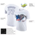 Patriotic 3D American Flag Eagle Performance T-Shirt with Custom Name & Number - Personalized White Navy Design Personalized