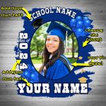Custom 3D Graduation T-Shirt with Personalized Name and Number - White Navy Team Design Personalized White Navy 3D Graduation