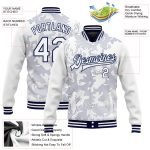 Custom Name Number Personalized 3D Pattern Navy White Varsity Letterman Bomber Jacket Full-Snap Team Apparel Personalized