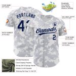 Custom Name Number Authentic Baseball Jersey with 3D Pattern Design in White Navy Curve Lines Personalized White Navy 3D