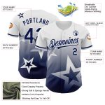 Personalized Twinkle Star 3D Pattern Gradient Baseball Jersey - Custom Name & Number, White Navy Design Personalized White