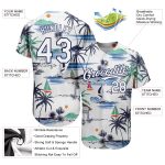 Hawaii Palm Trees Sailboat 3D Pattern Baseball Jersey Custom Name Number Personalized Team Personalized White Navy 3D Pattern