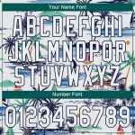 Hawaii Palm Trees Sailboat 3D Pattern Baseball Jersey Custom Name Number Personalized Team Personalized White Navy 3D Pattern