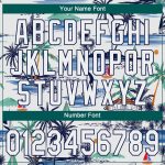 Personalized Hawaii Palm Trees Sailboat Baseball Jersey 3D Pattern Design White Navy Personalized White Navy 3D Pattern Design