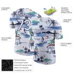 Custom Hawaii Palm Trees Sailboat Performance T-Shirt with Personalized Name and Number - White Navy 3D Pattern Design Personalized